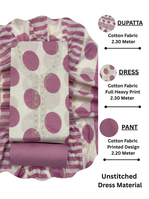 FashionsEye Printed Pure Cotton Unstitched Dress Material - Image 2
