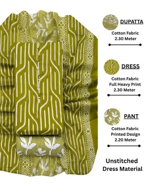 FashionsEye Printed Pure Cotton Unstitched Dress Material - Image 2