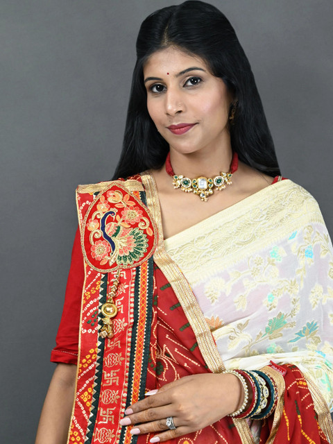 Ranisatiya creation Women Ethnic Motifs Bandhani Dupatta with Thread Work - Image 2