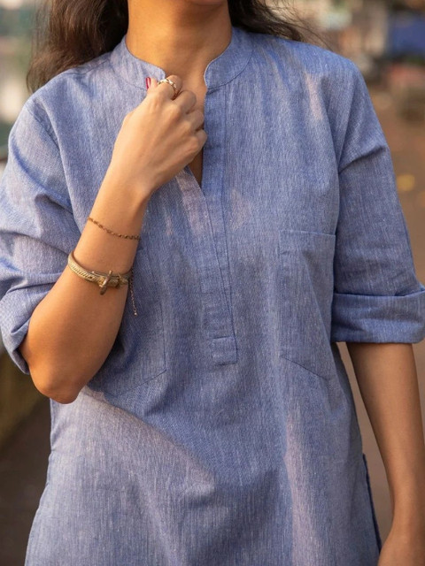 shoecom Cotton Solid Tunic with Trousers - Image 2