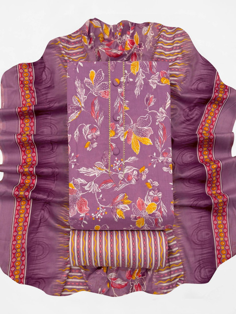 FashionsEye Printed Pure Cotton Unstitched Dress Material - Image 5