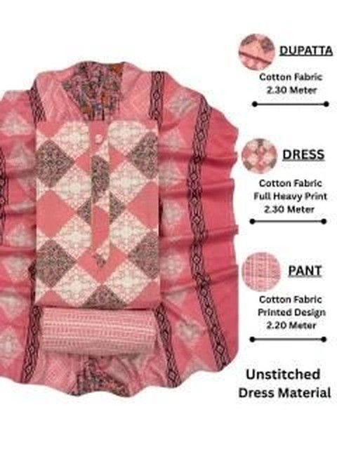FashionsEye Printed Pure Cotton Unstitched Dress Material - Image 2