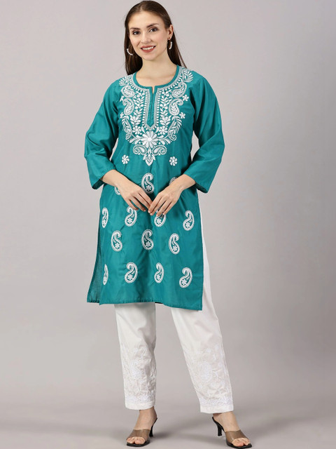 HERE&NOW Women Ethnic Motifs Embroidered Handloom Kurta