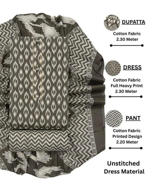 FashionsEye Printed Pure Cotton Unstitched Dress Material - Image 2