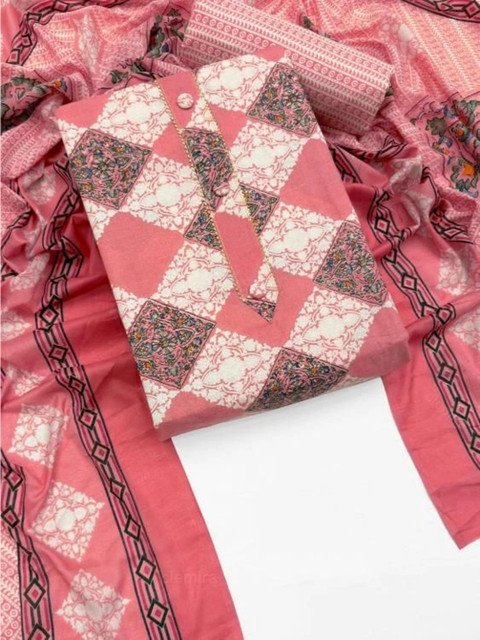 FashionsEye Printed Pure Cotton Unstitched Dress Material
