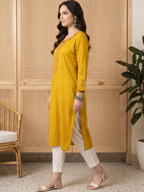Anouk Women Embroidered Thread Work Kurta - Image 3