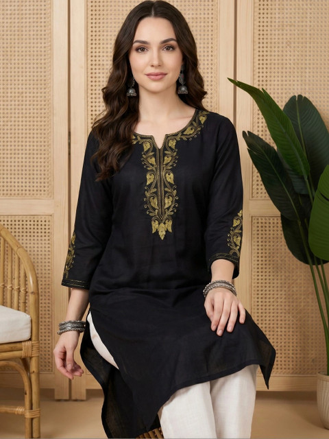 Anouk Women Ethnic Motifs Embroidered Thread Work Kurta