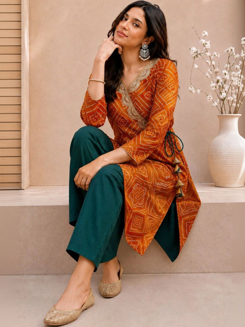 KALINI Women Bandhani Printed Thread Work Kurta