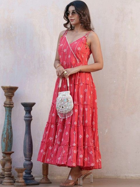 Sangria Print A-Line Maxi Dress - Image 3