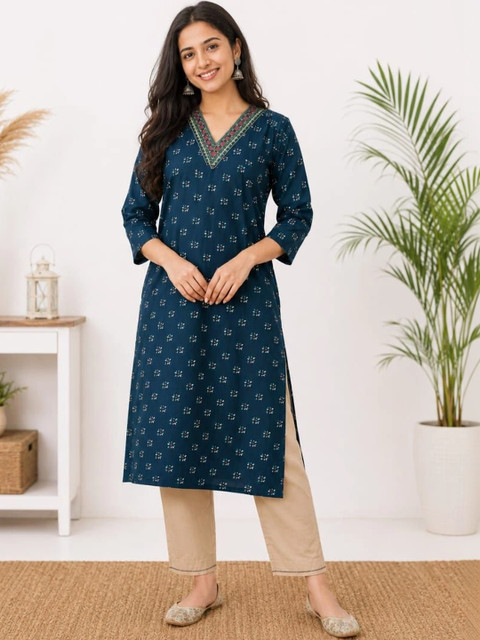 SHIFZ Women Ethnic Motifs Printed Thread Work Kurta