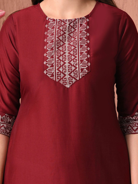 Sangria Women Embroidered Thread Work Kurta - Image 5