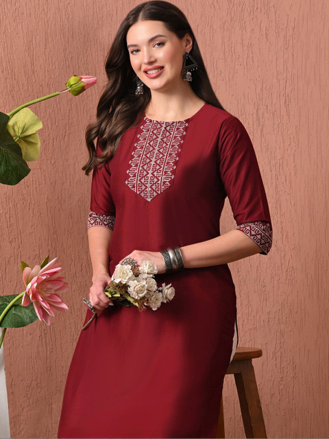 Sangria Women Embroidered Thread Work Kurta - Image 4