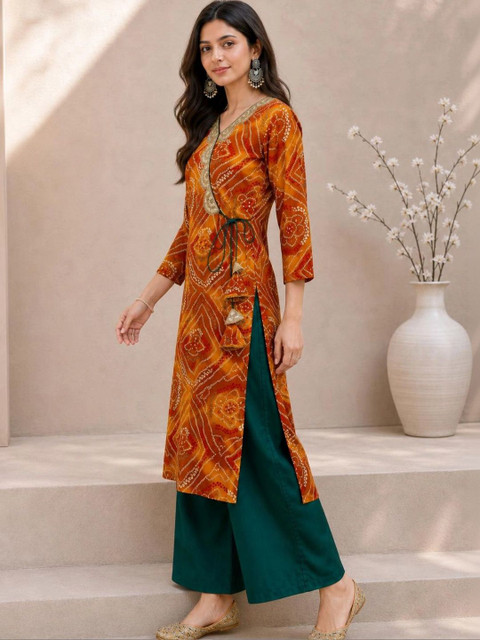 KALINI Women Bandhani Printed Thread Work Kurta - Image 4