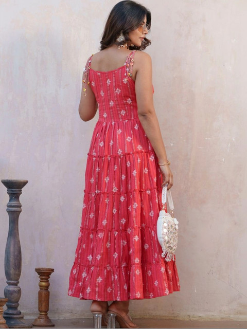 Sangria Print A-Line Maxi Dress - Image 5