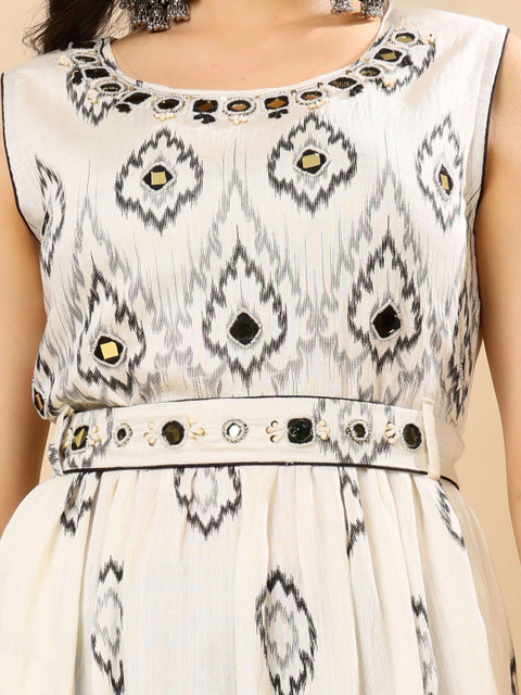 RABRIC Women Ethnic Motifs Printed Empire Mirror Work Kurta with Trousers & With Dupatta - Image 3