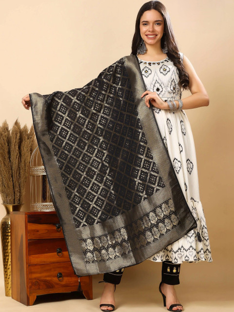 RABRIC Women Ethnic Motifs Printed Empire Mirror Work Kurta with Trousers & With Dupatta