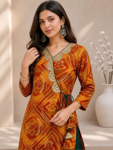 KALINI Women Bandhani Printed Thread Work Kurta - Image 5