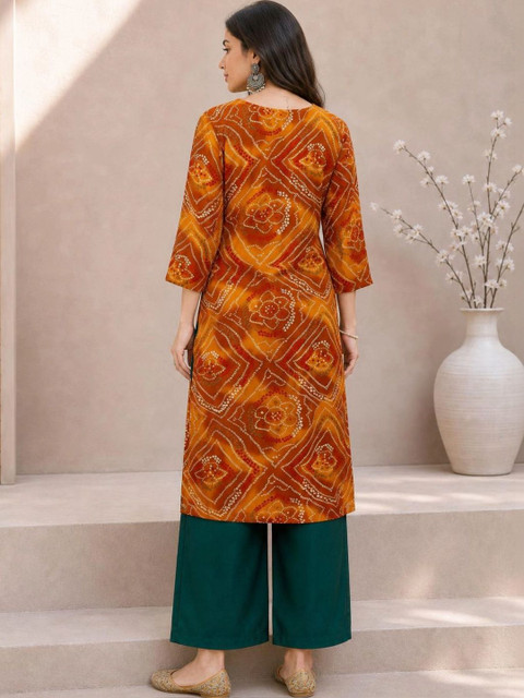 KALINI Women Bandhani Printed Thread Work Kurta - Image 6