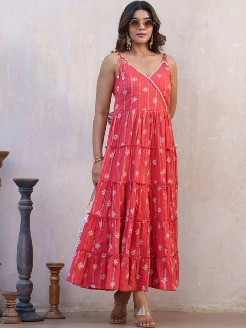 Sangria Print A-Line Maxi Dress