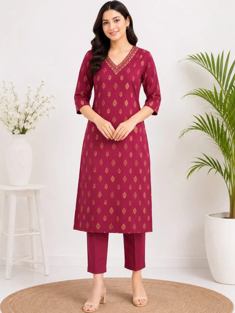 SHIFZ Women Ethnic Motifs Printed Thread Work Kurta