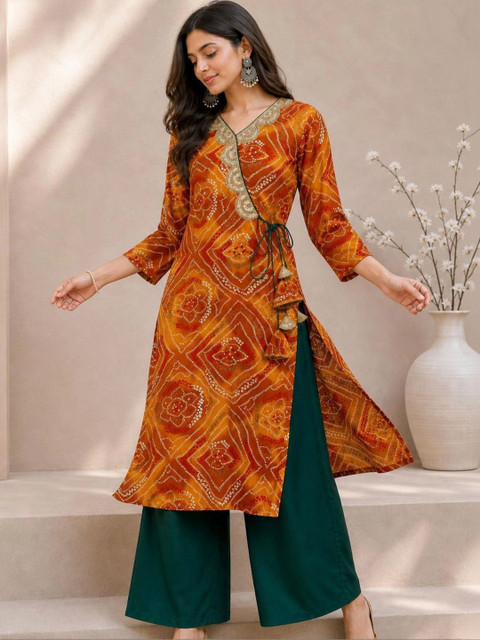 KALINI Women Bandhani Printed Thread Work Kurta - Image 2