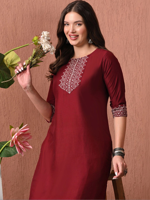 Sangria Women Embroidered Thread Work Kurta - Image 7