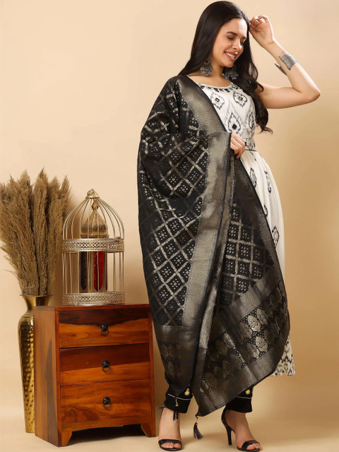 RABRIC Women Ethnic Motifs Printed Empire Mirror Work Kurta with Trousers & With Dupatta - Image 5