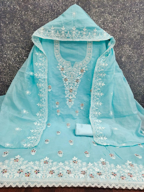 HMP Fashion Embroidered Unstitched Dress Material - Image 3