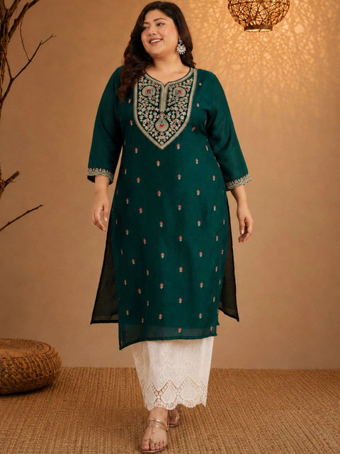 FULL BLOOM Women Embroidered Thread Work Kurta