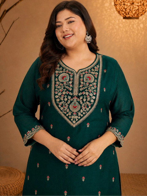 FULL BLOOM Women Embroidered Thread Work Kurta - Image 2