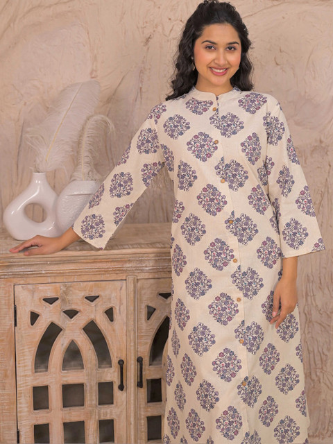 SAANWRI Women Floral Printed Indie Prints Kurta - Image 2