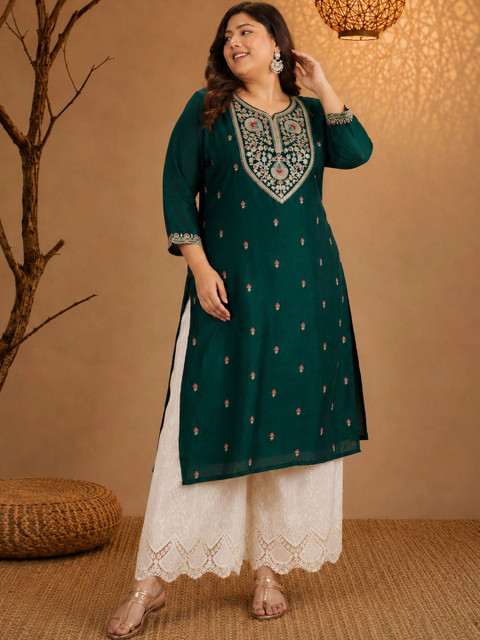 FULL BLOOM Women Embroidered Thread Work Kurta - Image 7