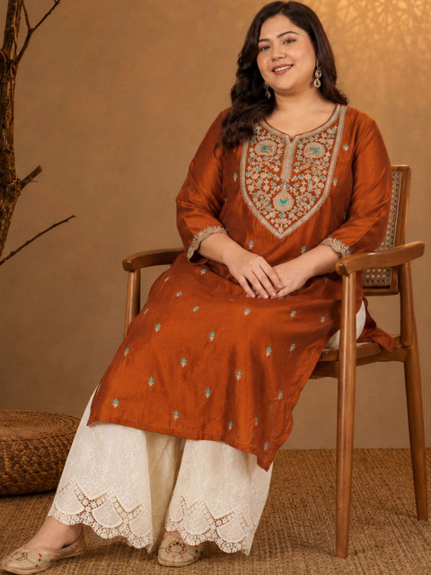 FULL BLOOM Women Embroidered Thread Work Kurta - Image 3