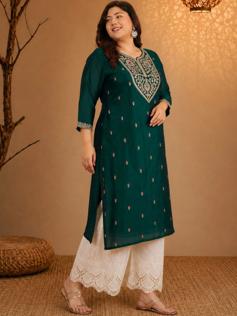 FULL BLOOM Women Embroidered Thread Work Kurta - Image 4