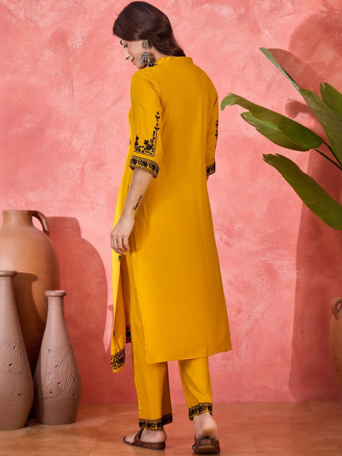 Sangria Embroidered Tunic with Trousers - Image 2