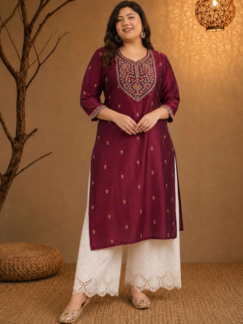 FULL BLOOM Women Ethnic Motifs Embroidered Thread Work Kurta