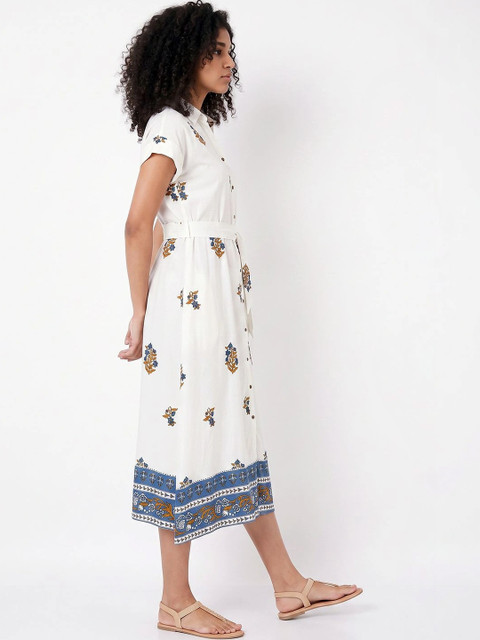 Colour Me by Melange Ethnic Motifs Print Net Shirt Midi Dress - Image 2