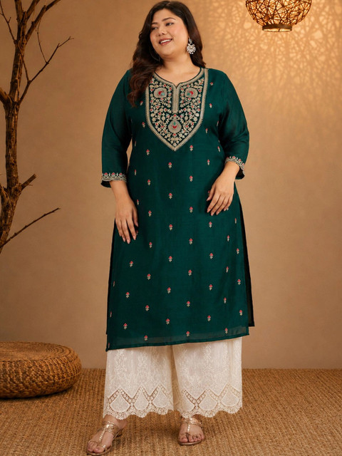 FULL BLOOM Women Embroidered Thread Work Kurta - Image 6