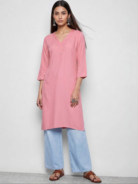 Melange by Lifestyle Women Embroidered Thread Work Kurta - Image 2