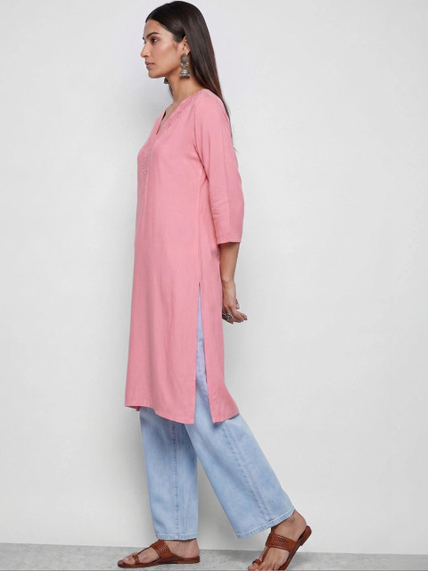 Melange by Lifestyle Women Embroidered Thread Work Kurta - Image 3