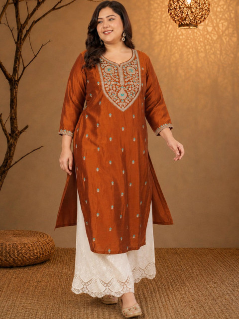 FULL BLOOM Women Embroidered Thread Work Kurta - Image 4