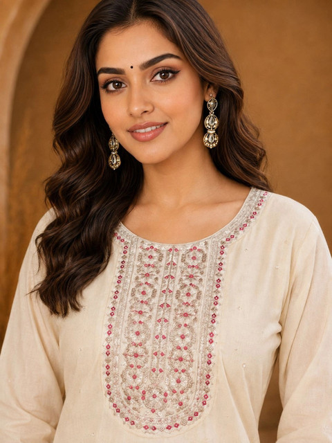 Anouk Rustic Women Ethnic Motifs Embroidered Thread Work Kurta - Image 2