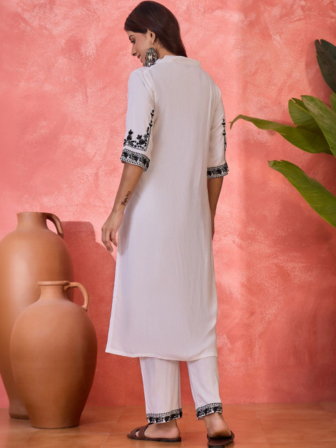 Sangria Embroidered Tunic with Trousers - Image 2