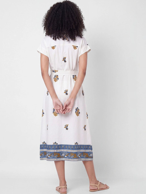 Colour Me by Melange Ethnic Motifs Print Net Shirt Midi Dress - Image 5