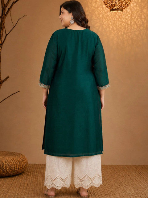 FULL BLOOM Women Embroidered Thread Work Kurta - Image 3