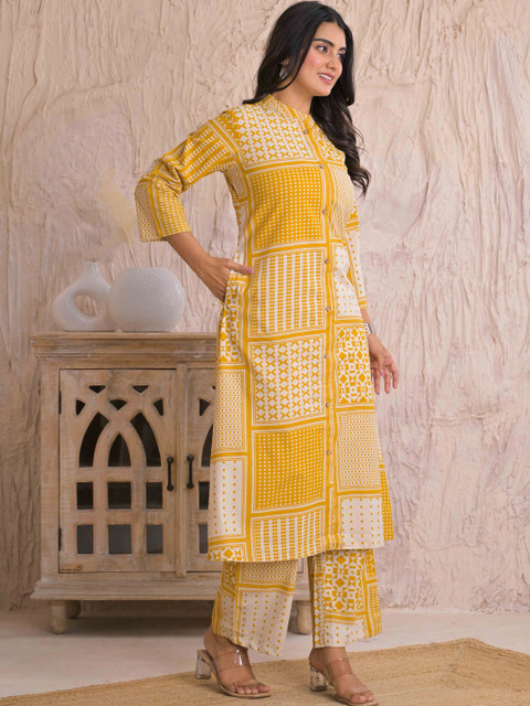 SAANWRI Women Geometric Printed Indie Prints Kurta - Image 4