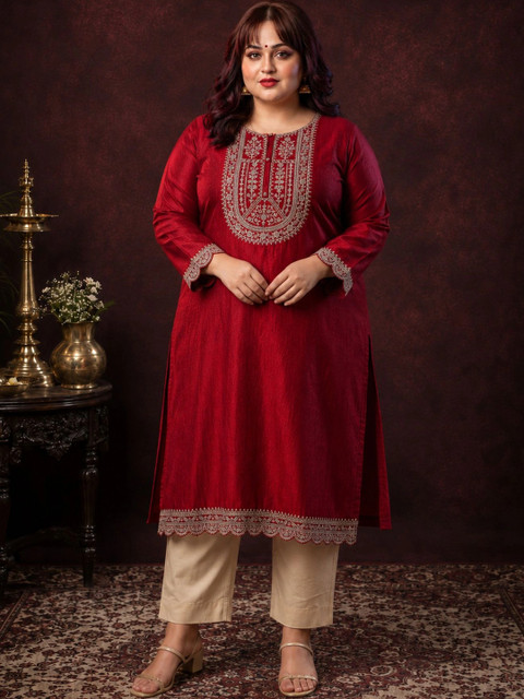 FULL BLOOM Women Ethnic Motifs Embroidered Thread Work Kurta