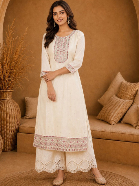 Anouk Rustic Women Ethnic Motifs Embroidered Thread Work Kurta - Image 5