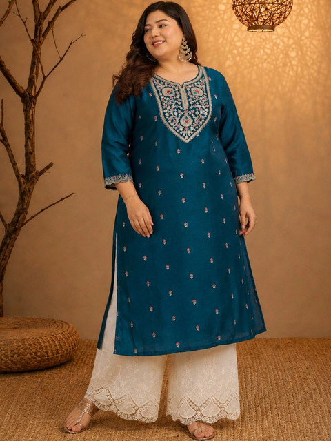 FULL BLOOM Women Ethnic Motifs Embroidered Thread Work Kurta