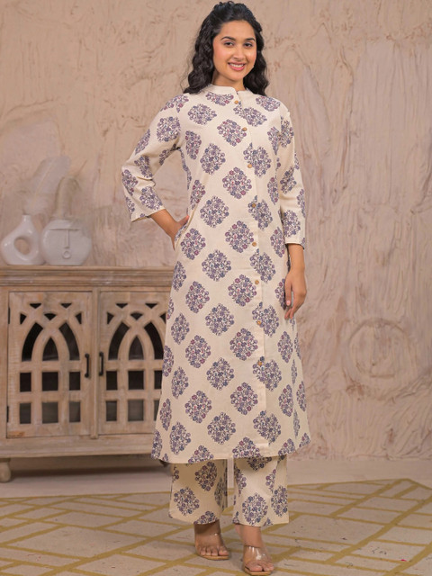 SAANWRI Women Floral Printed Indie Prints Kurta - Image 3